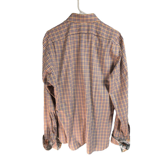 Adrian Jules Custom Mens French Cuffed Dress Shirt Check Tropical Accents XL/XXL - Picture 3 of 8